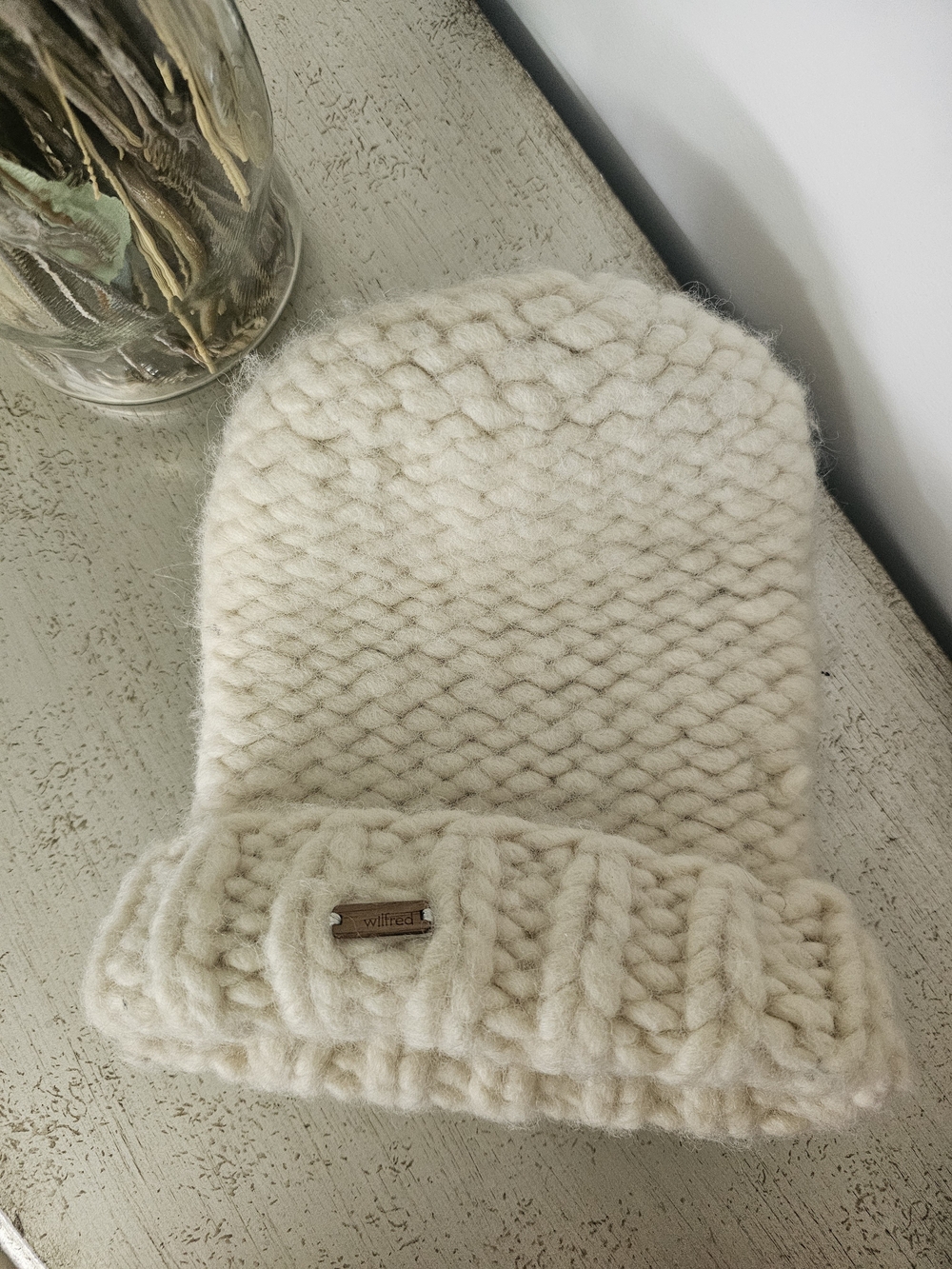 Wilfred Cream Chunky Knit Beanie Hat